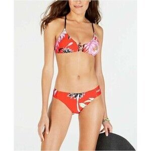 NWT Trina Turk Women's Shangri La Bralette Bikini 2 PC Set sz 12 Flame Red